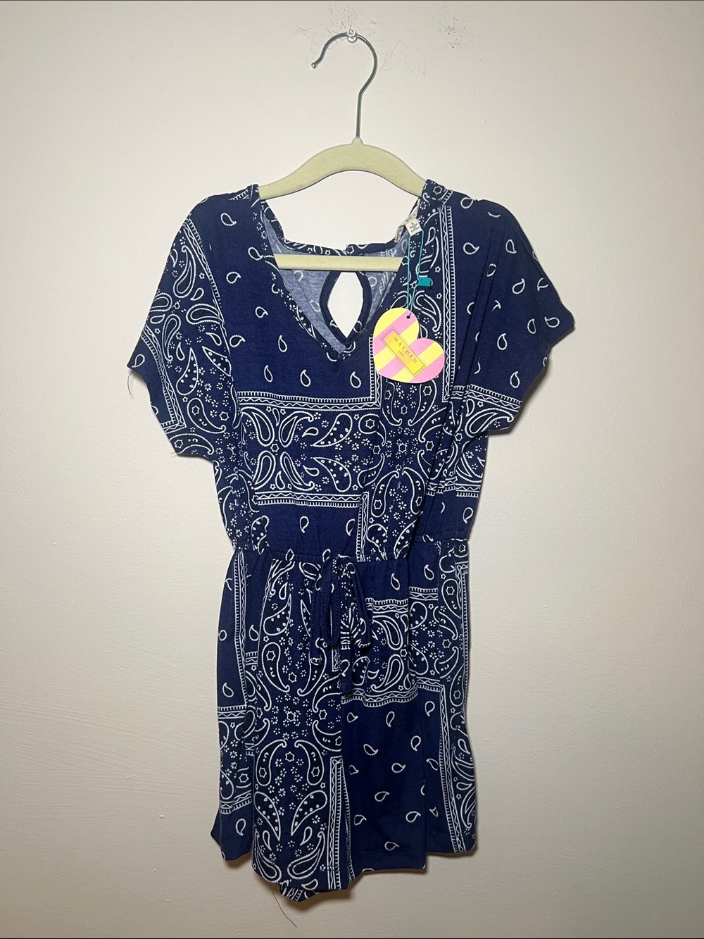 Hayden Girls Bandana Romper in Dark Blue